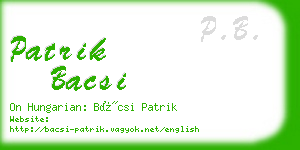 patrik bacsi business card